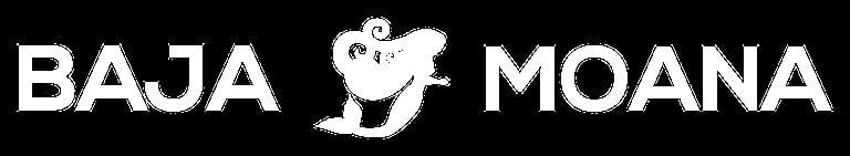 Baja Moana logo with white text and sailfish icon on black background